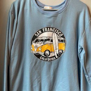 Large graphic crew neck